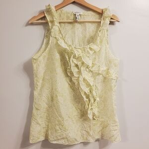 Banana Republic Medium Silk Cotton Blend Ruffle Sleeveless top Boho Pastel Green